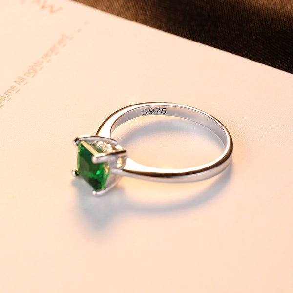 925 Sterling Silver Emerald Zircon Ring*