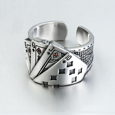 925 Sterling Silver Playing Card Vintage Ring*