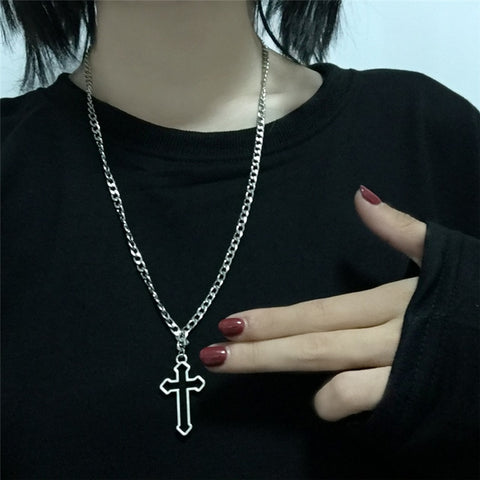 Vintage Gothic Hollow Cross Pendant Necklace*