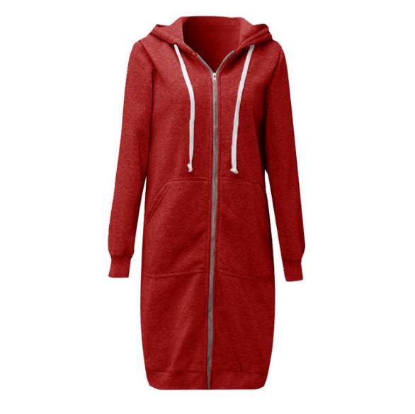 Casual Long Zipper Hooded Jacket*