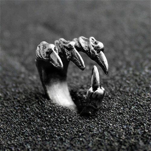 Punk Rock 316L Stainless Steel Silver Dragon Claw Ring*