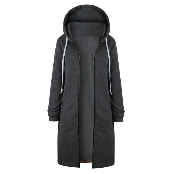 Casual Long Zipper Hooded Jacket*