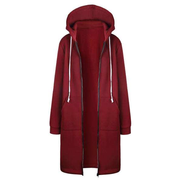 Casual Long Zipper Hooded Jacket*