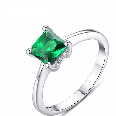 925 Sterling Silver Emerald Zircon Ring*