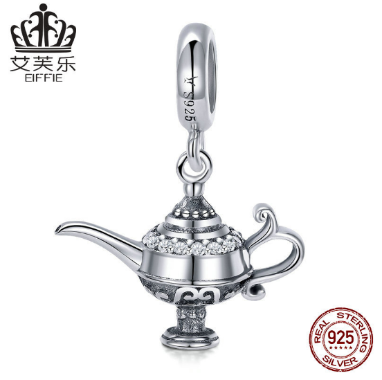 Magic Lamp 925 Sterling SilverJug DIY Bracelet Pendant*