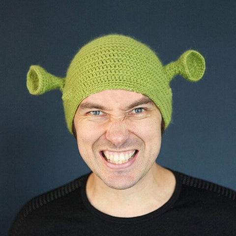 Unisex Shrek Knitted Wool Beanie-Handmade*