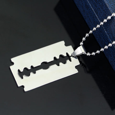 Stainless Steel Razor Blade Pendant Necklace*