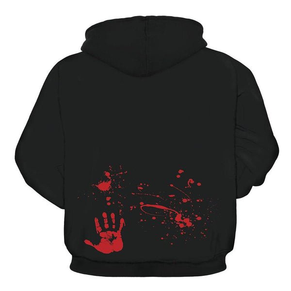 Halloween Letter Blood Handprint Hooded Hoodie*