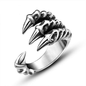 Punk Rock 316L Stainless Steel Silver Dragon Claw Ring*