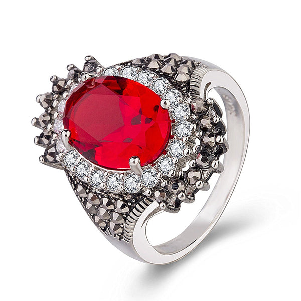 Silver Ring With Red Stone*