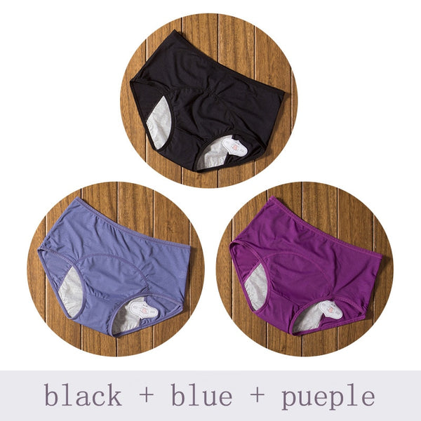 3pcs/Set Menstrual Panties Leak Proof Underwear Period Proof Briefs High Waist Fit*