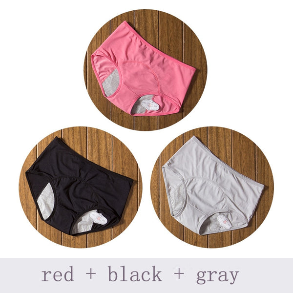 3pcs/Set Menstrual Panties Leak Proof Underwear Period Proof Briefs High Waist Fit*