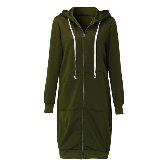 Casual Long Zipper Hooded Jacket*