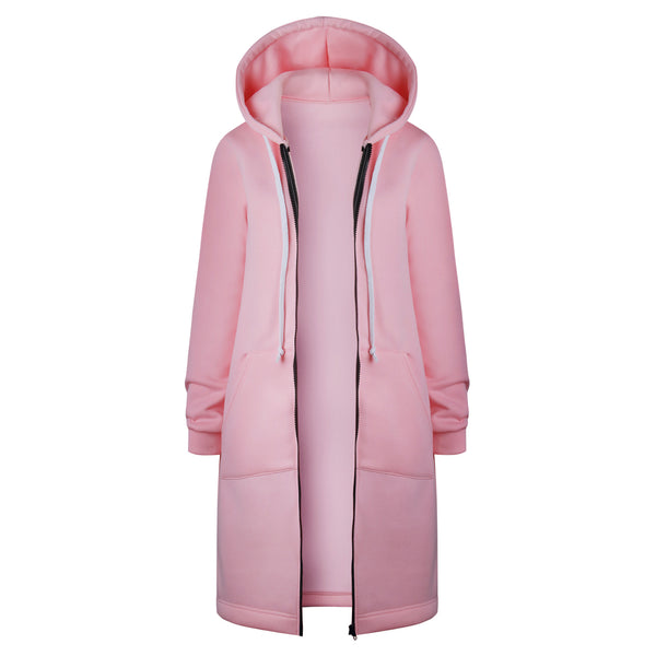 Casual Long Zipper Hooded Jacket*