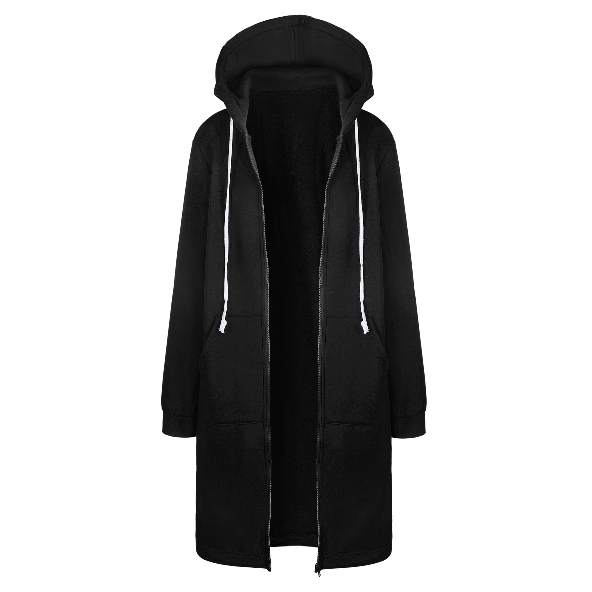 Casual Long Zipper Hooded Jacket*