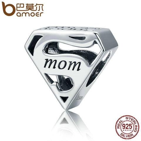 925 Sterling Silver Super Mom Charm For Bracelets & Bangles*