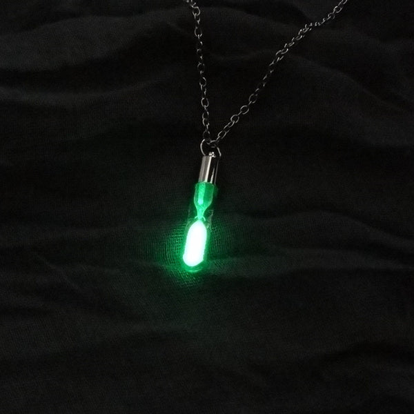 Glow In The Dark Hourglass Pendant Necklace*