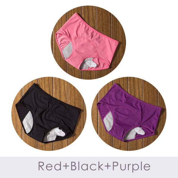 3pcs/Set Menstrual Panties Leak Proof Underwear Period Proof Briefs High Waist Fit*