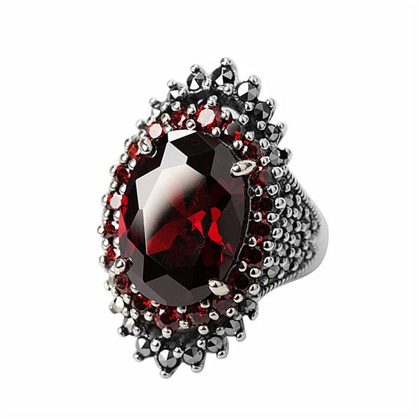 Silver Ring With Red Stone*