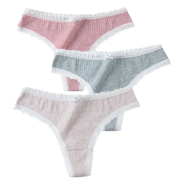 3 Pcs Panties G-String Underwear Fashion Thong Sexy Cotton Low Rise Panty*