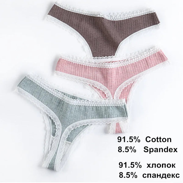 3 Pcs Panties G-String Underwear Fashion Thong Sexy Cotton Low Rise Panty*