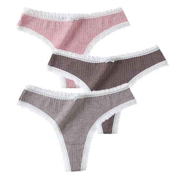 3 Pcs Panties G-String Underwear Fashion Thong Sexy Cotton Low Rise Panty*