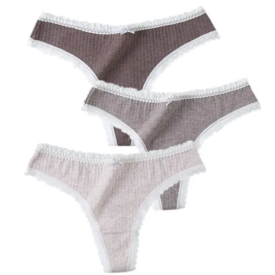 3 Pcs Panties G-String Underwear Fashion Thong Sexy Cotton Low Rise Panty*