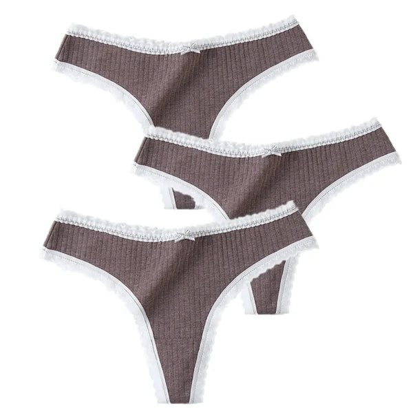 3 Pcs Panties G-String Underwear Fashion Thong Sexy Cotton Low Rise Panty*