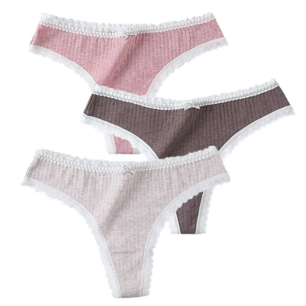 3 Pcs Panties G-String Underwear Fashion Thong Sexy Cotton Low Rise Panty*