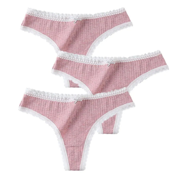 3 Pcs Panties G-String Underwear Fashion Thong Sexy Cotton Low Rise Panty*