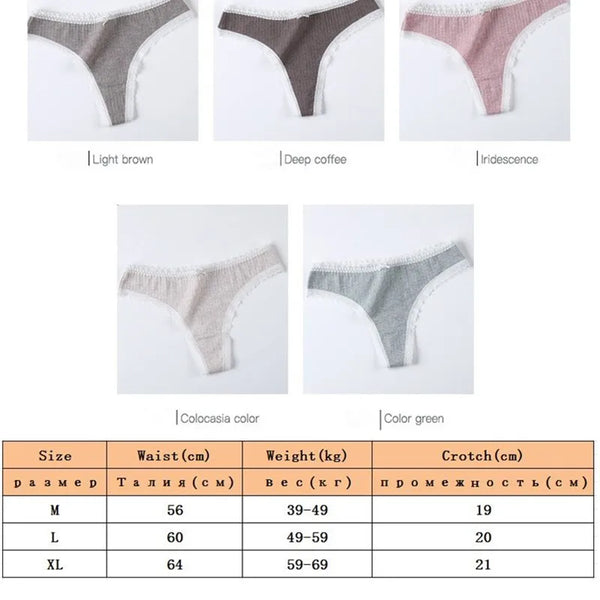 3 Pcs Panties G-String Underwear Fashion Thong Sexy Cotton Low Rise Panty*