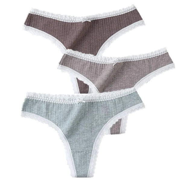 3 Pcs Panties G-String Underwear Fashion Thong Sexy Cotton Low Rise Panty*