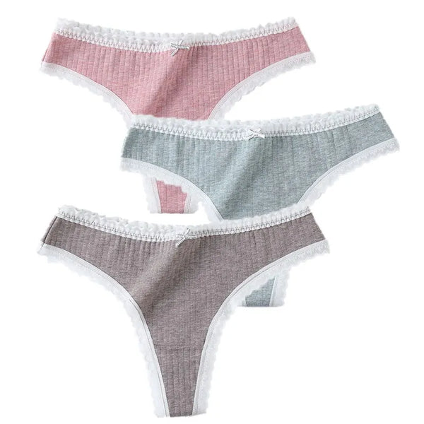 3 Pcs Panties G-String Underwear Fashion Thong Sexy Cotton Low Rise Panty*